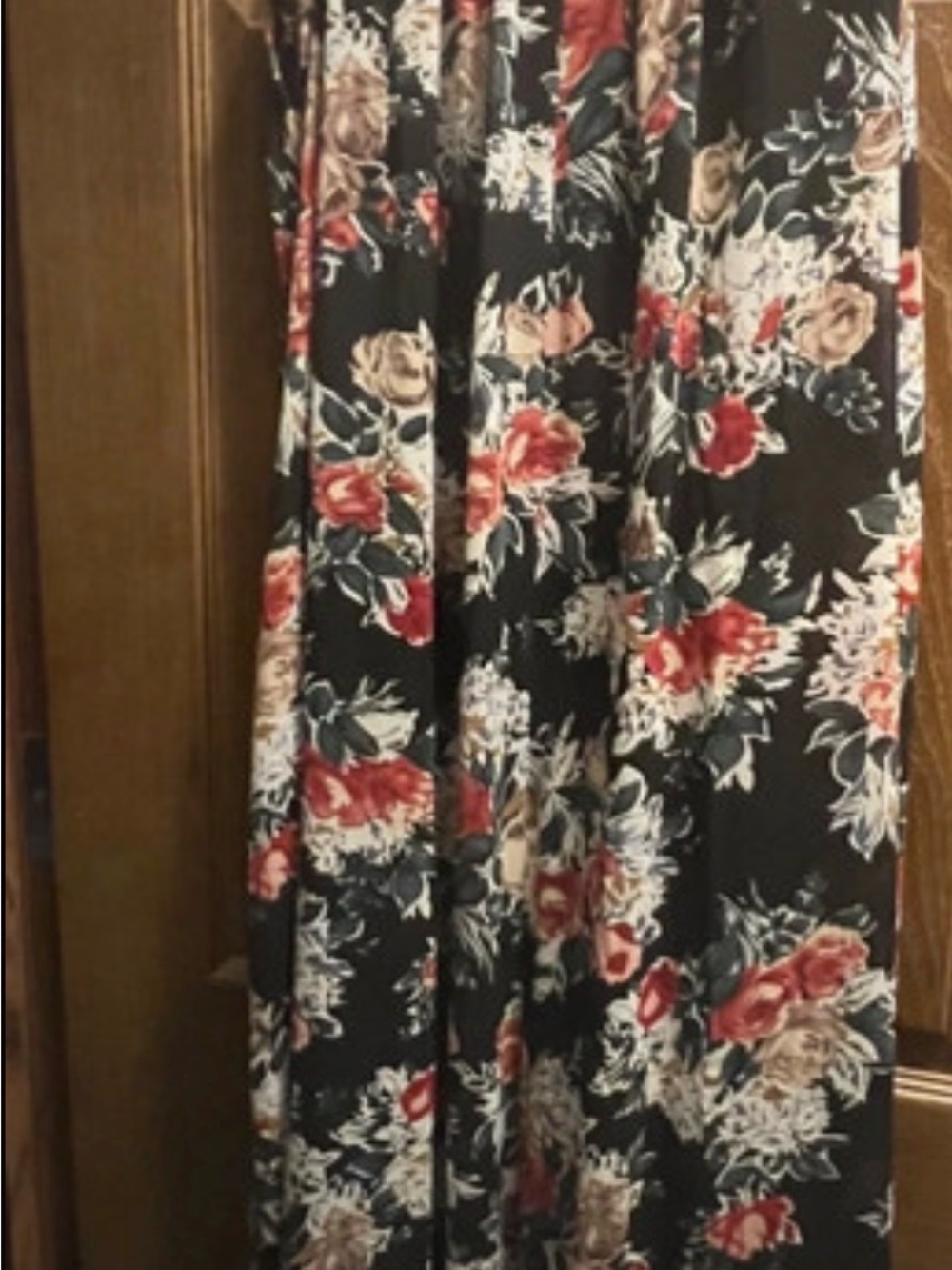 entro Black Floral Maxi Dress with Red and Cream Blooms - Picture 3 of 8
